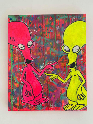 Alien Two Painting by Barrie J Davies 2021 by Barrie J Davies 2021, Mixed media on Canvas, 50cm x 60cm, Unframed.