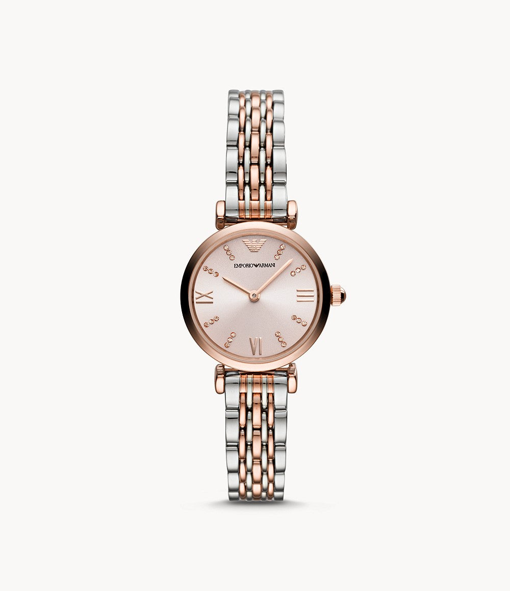 armani rose gold and silver watch