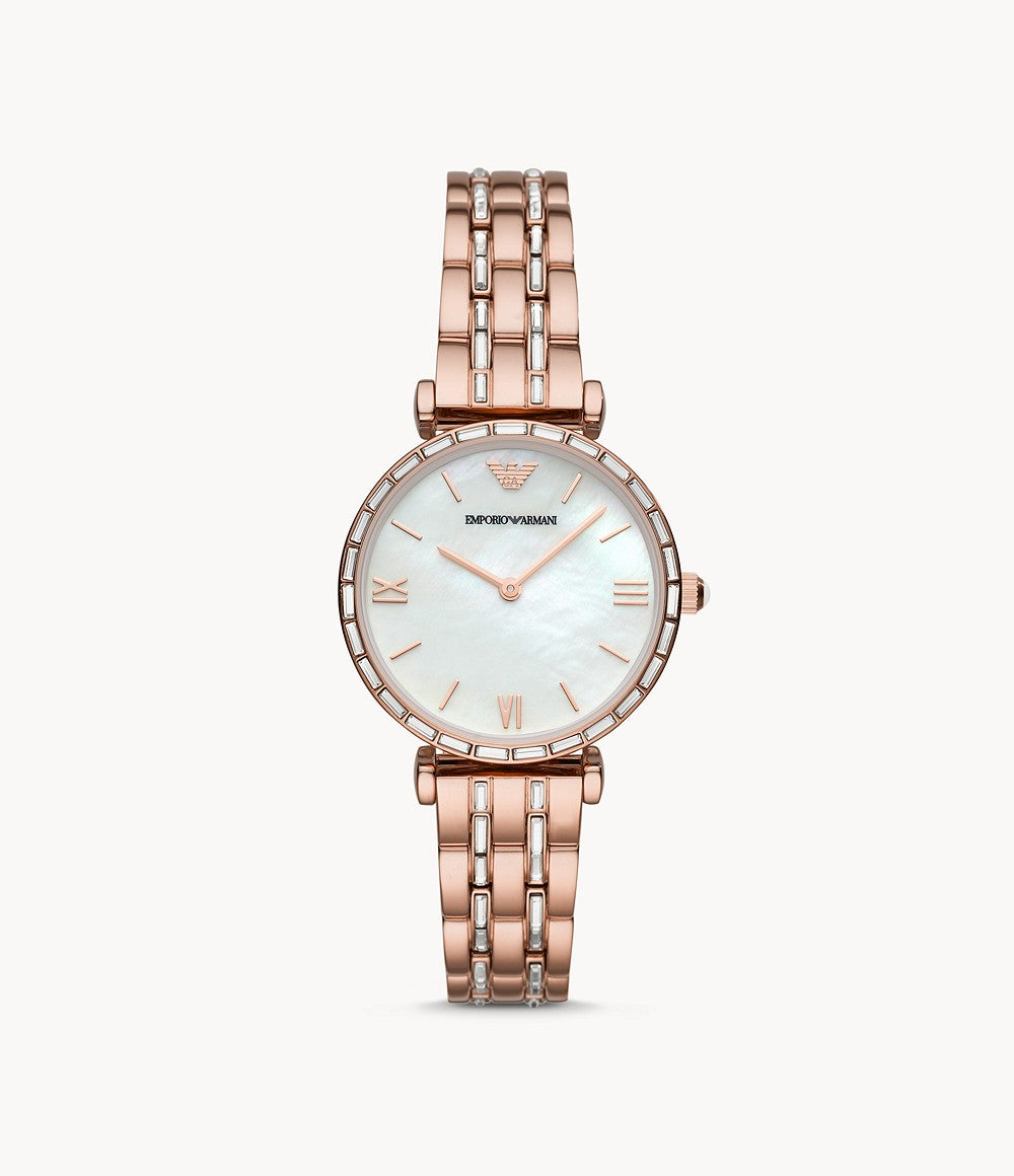 armani rose gold and silver watch