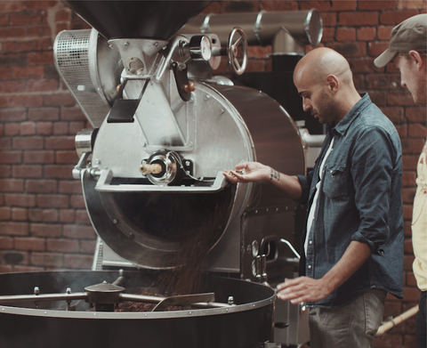 Alex & Damian roasting La Classica coffee