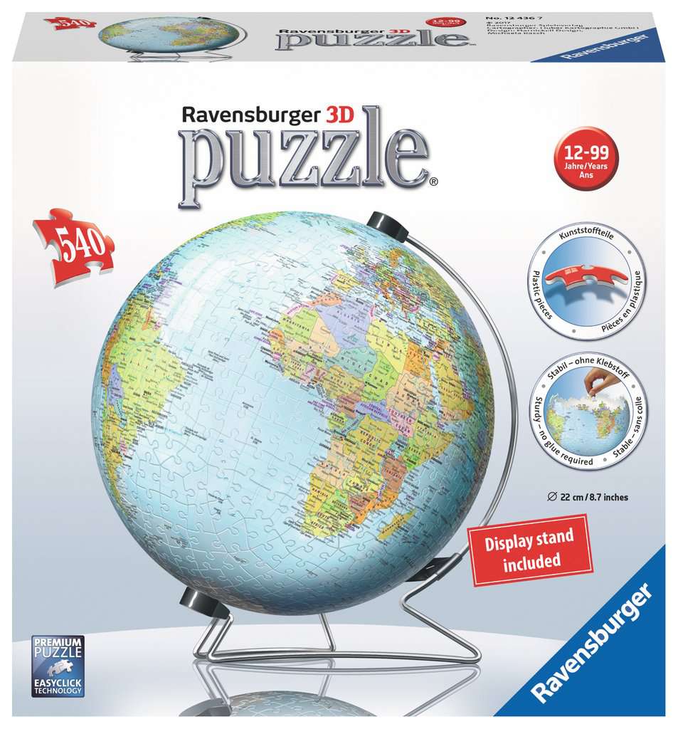 limoen schudden De gasten 3D Earth Globe Puzzleball 540 Piece – Uncle's Games