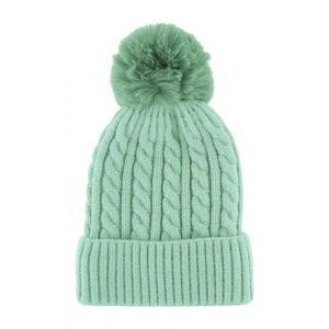 Muts cable knit pastelgroen