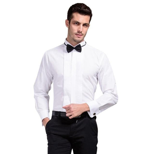 Selvence MACROSEA Men's Formal Wing Tip Collar Tuxedo Shirt