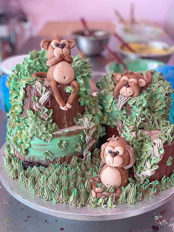 Bespoke Birthday Monkey Cake - monkey cake toppers