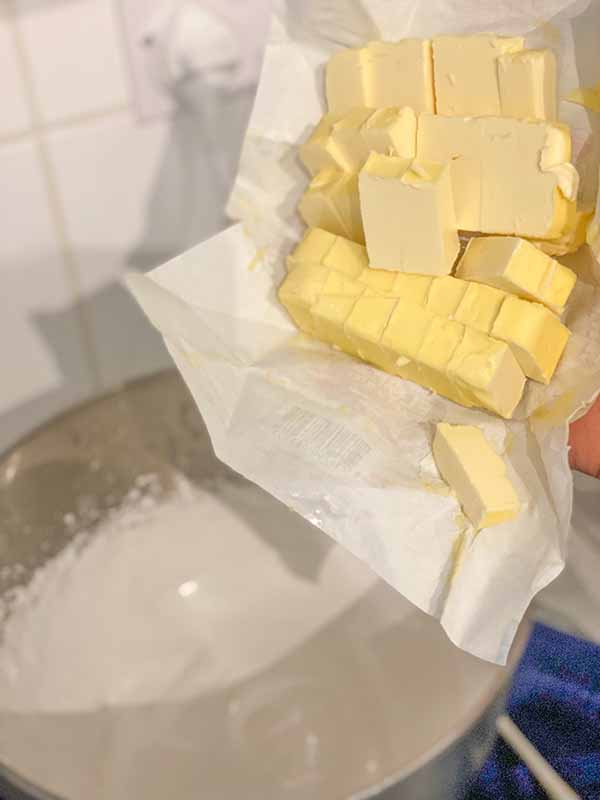 Easy Swiss Meringue Buttercream - Chopped butter