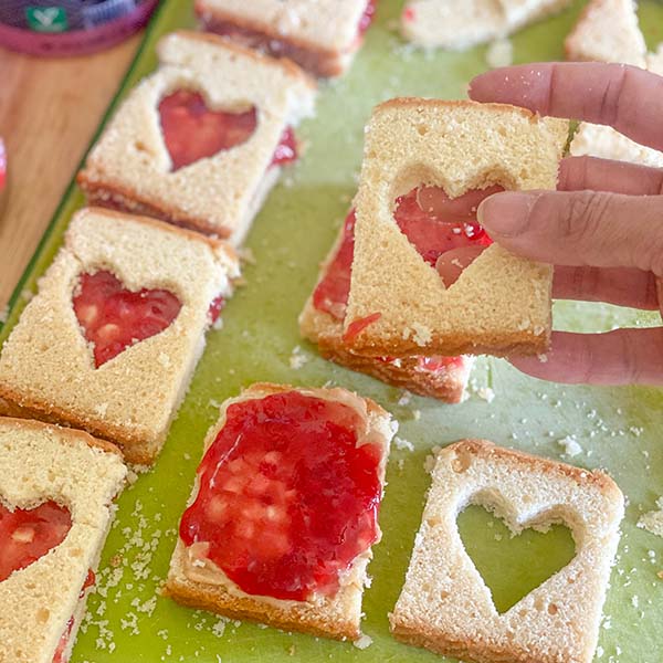 Fake Bake Recipe Peanut Butter and Jam - madeira cake PB&J sandwiches