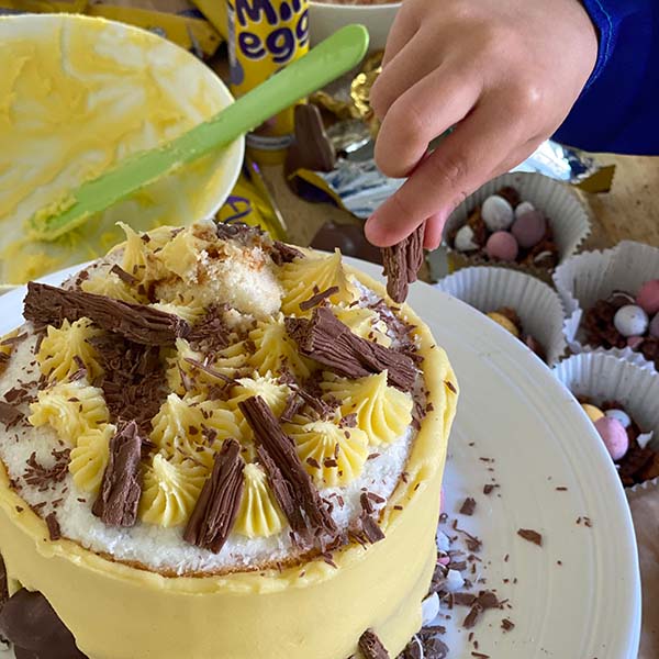 Fake Bake Recipe Tesco Easter Bunny Cake - flake twigs