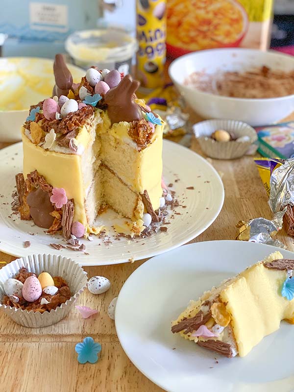 Fake Bake Recipe Tesco Easter Bunny Cake - slice