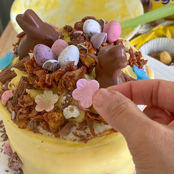 Fake Bake Recipe Tesco Easter Bunny Cake - wafer flowers