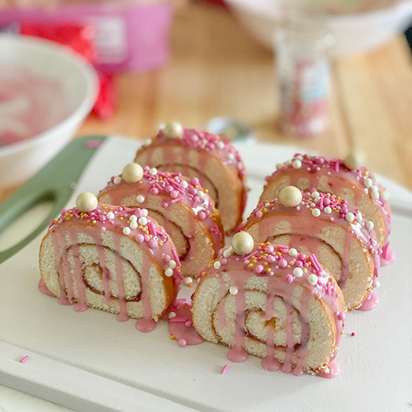 Fake Bake Recipe Tesco Strawberries & Cream Cake - decorated swiss rolls