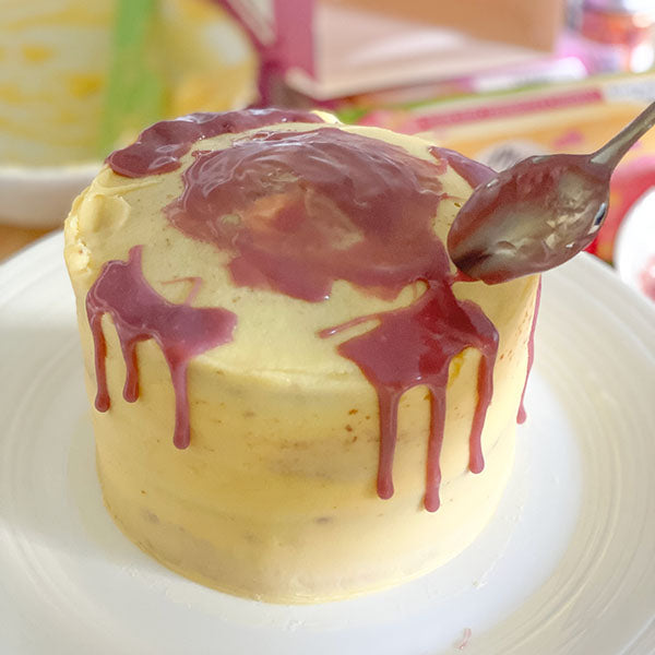 Fake Bake Tesco Lemon & Raspberry Cake Recipe - ruby choc drip