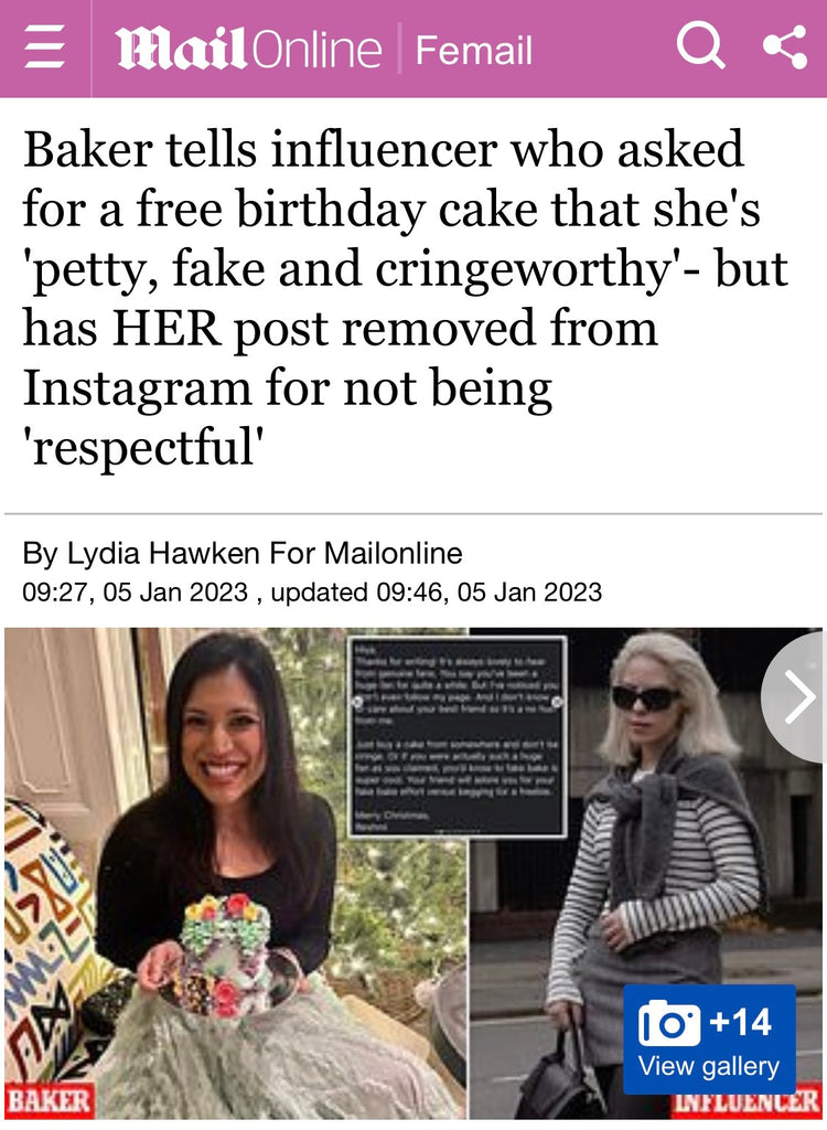 Influencers Free Cake Daily Mail