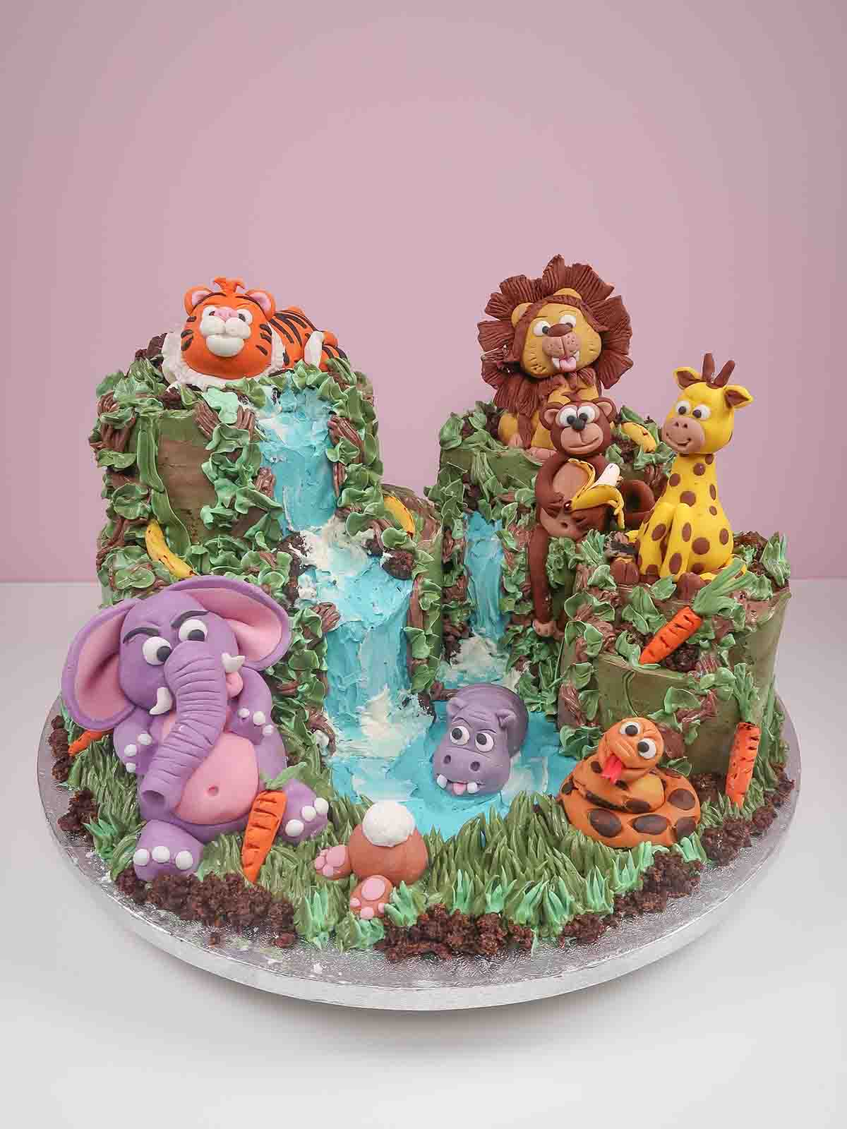 Jungle Animal Luxury Birthday Cake - delivered in London, Surrey and Berkshire