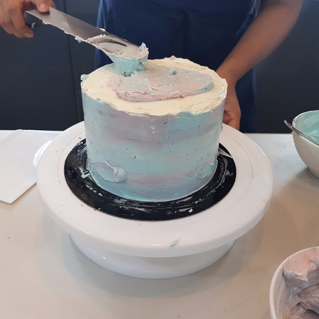 Mermaid Cake Recipe: smooth buttercream top textured