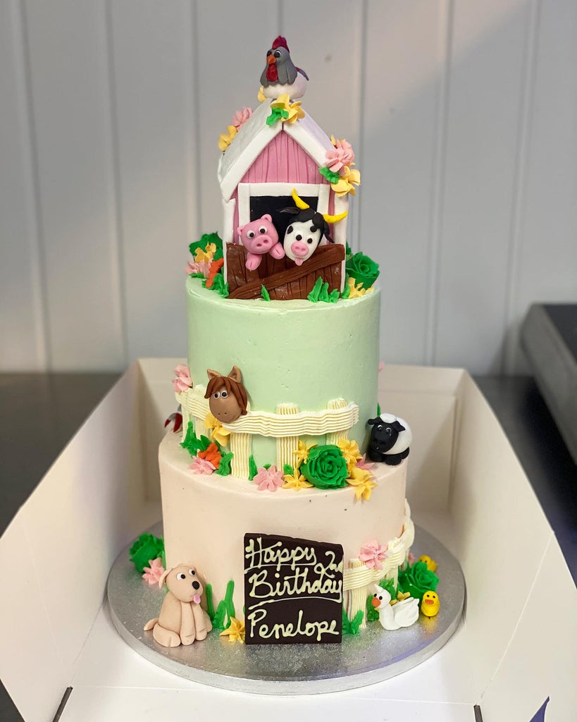 Old Mcdonald Themed Cake Its A Mango Cake With Mango Mousse Filling All  Animals Are Hand Made - CakeCentral.com