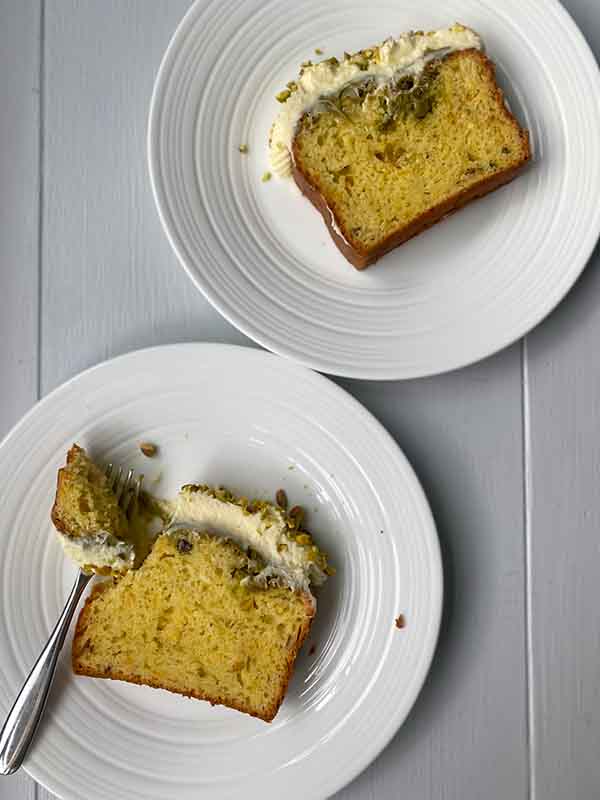 Orange and Pistachio Loaf Cake Slices