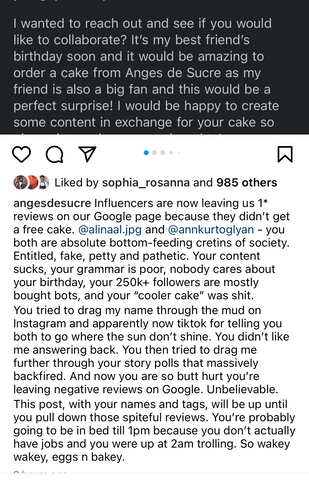 Original Instagram Post outing Alina Rafikova and Anna Kurtoglyan influencers