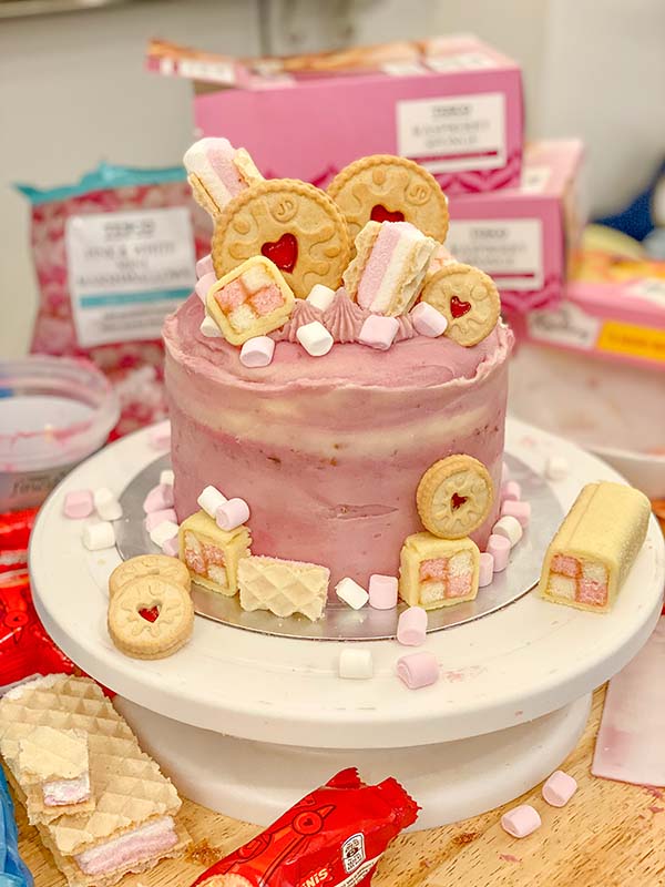 Pink Raspberry Fake Bake Cake