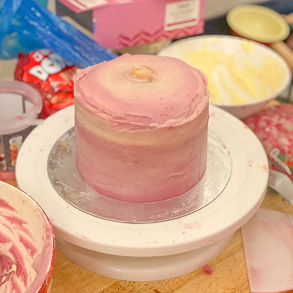 Pink Raspberry Fake Bake Cake - Frosted