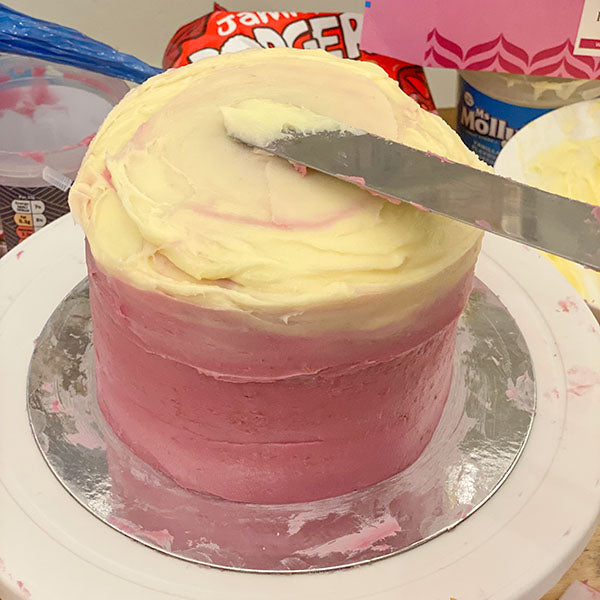 Pink Raspberry Fake Bake Cake - Pink Raspberry Fake Bake Cake - Top Frosting