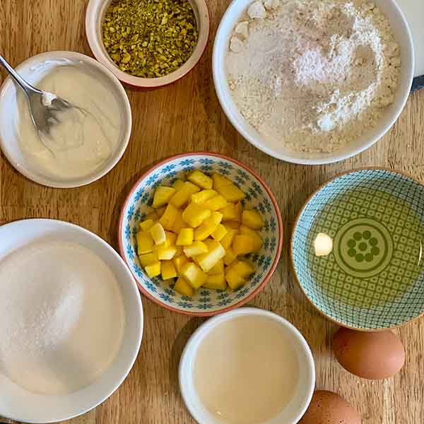 Pistachio Mango Loaf Cake Hero Sponge Recipe Ingredients