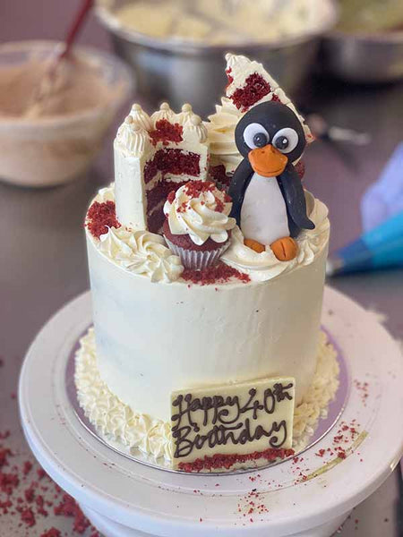 Red Velvet Penguin Cake