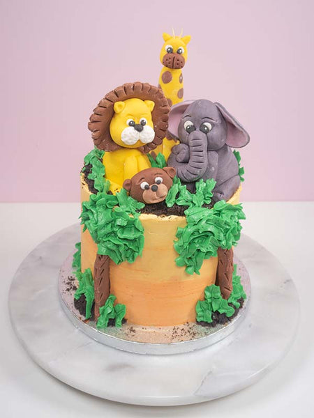 Safari Cake decorated with wild animals