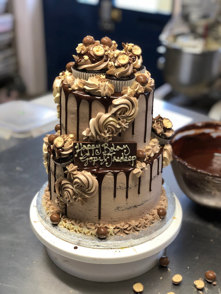 Two Tiered Chocolate Birthday Cake Delivered Slough