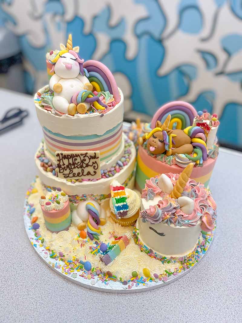 Happy Birthday Cake With Unicorn And Rainbow Macarons Fairy Tales And  Fantasy Birthday Party Concept Stock Photo - Download Image Now - iStock