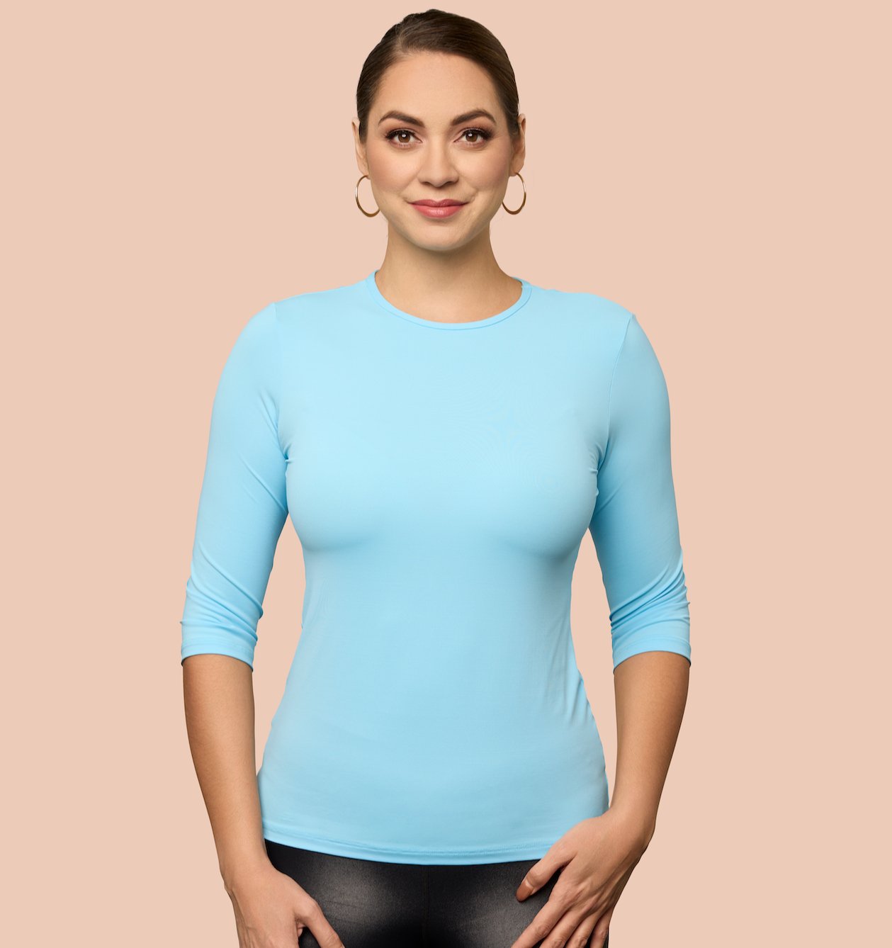 3/4 Sleeve Scoop Neck Layering Top - Adea - Everyday Luxury