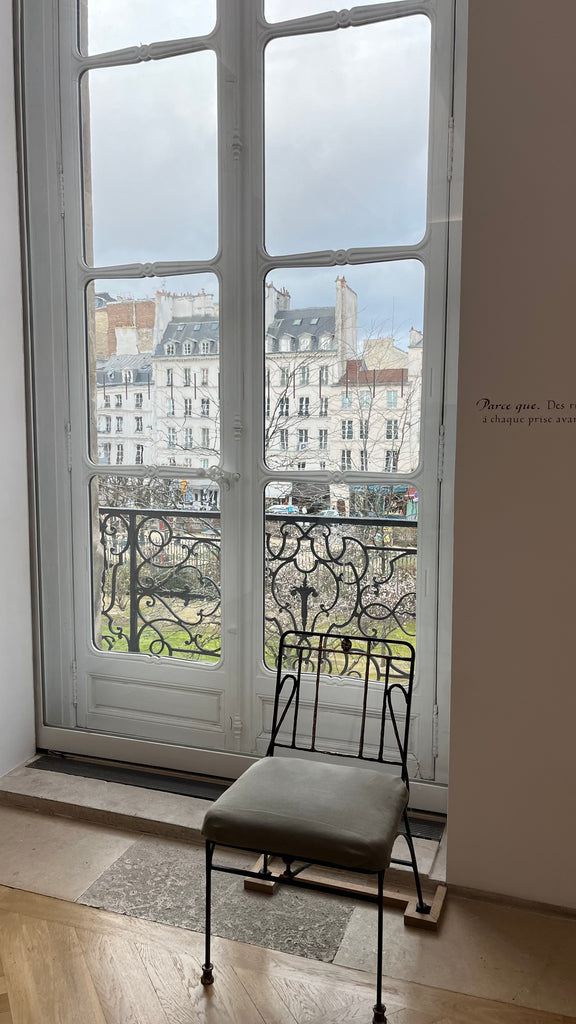 View through the window into the Paris street