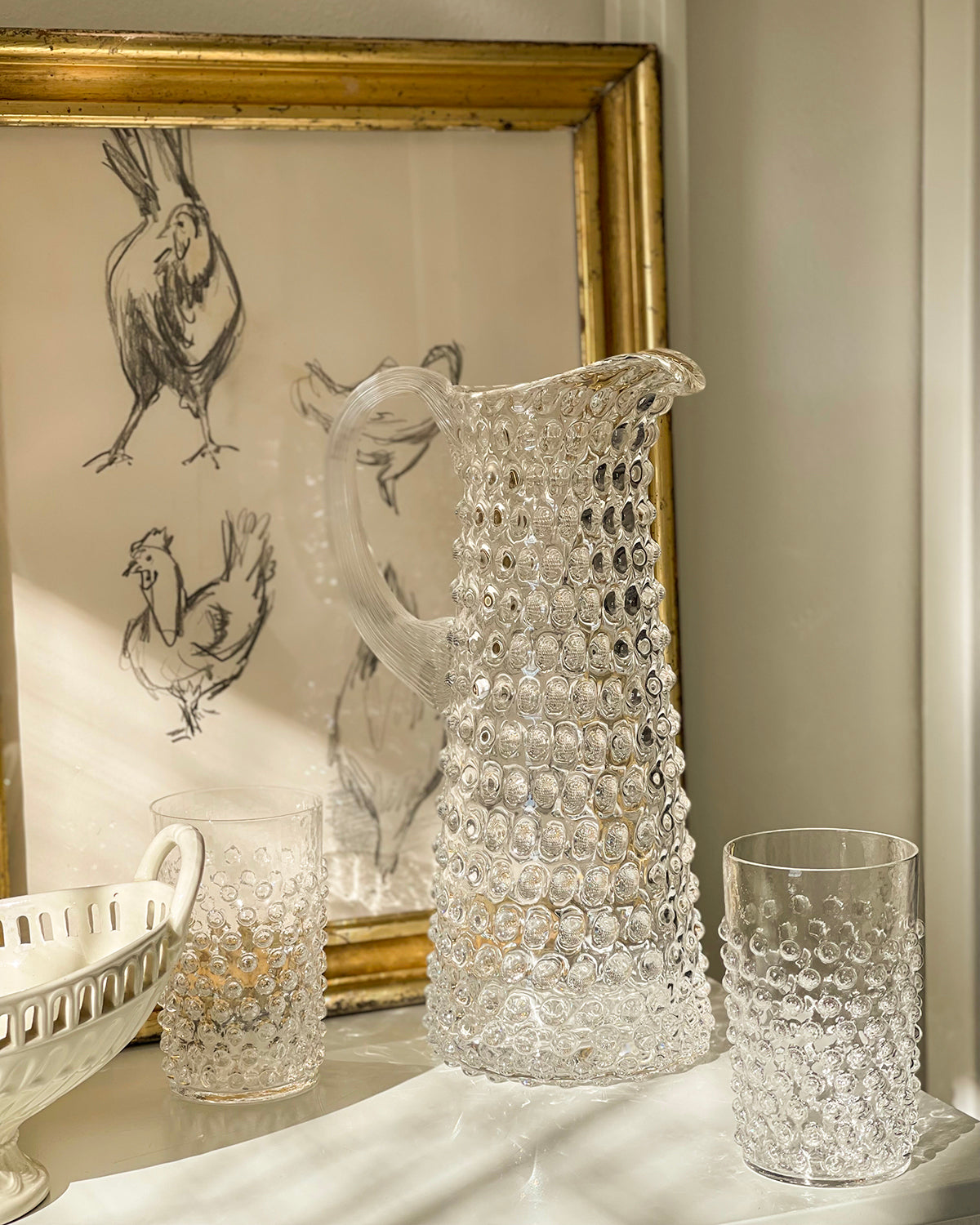 Hobnail Recycled Glass Pitcher