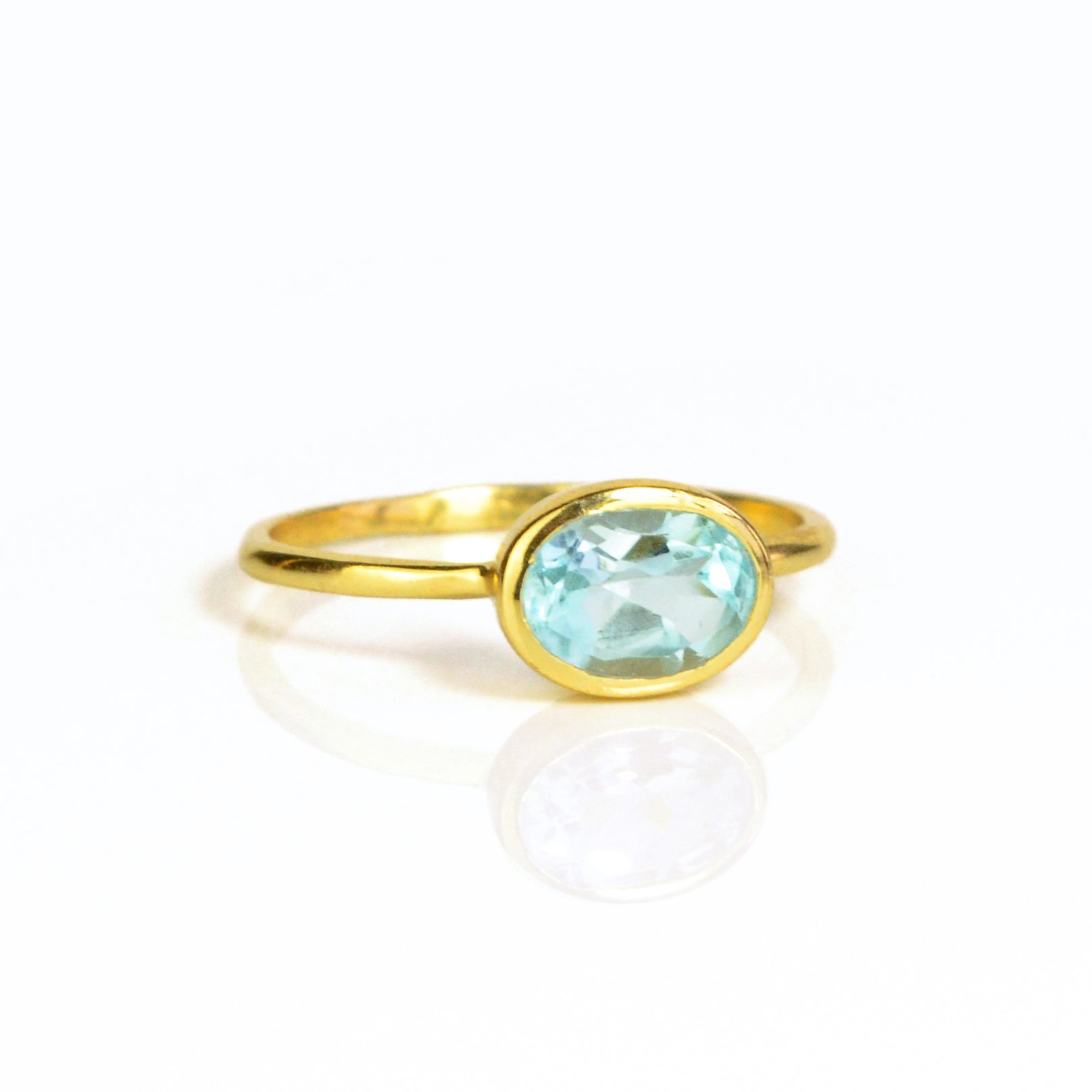 Small Oval Blue Topaz Ring : December Birthstone - Danique Jewelry