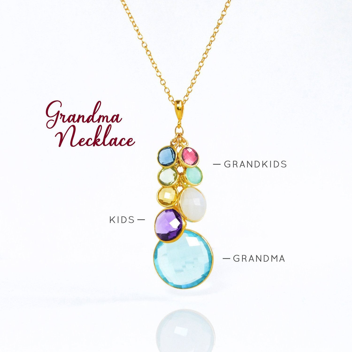 grandmother birthstone charm necklace