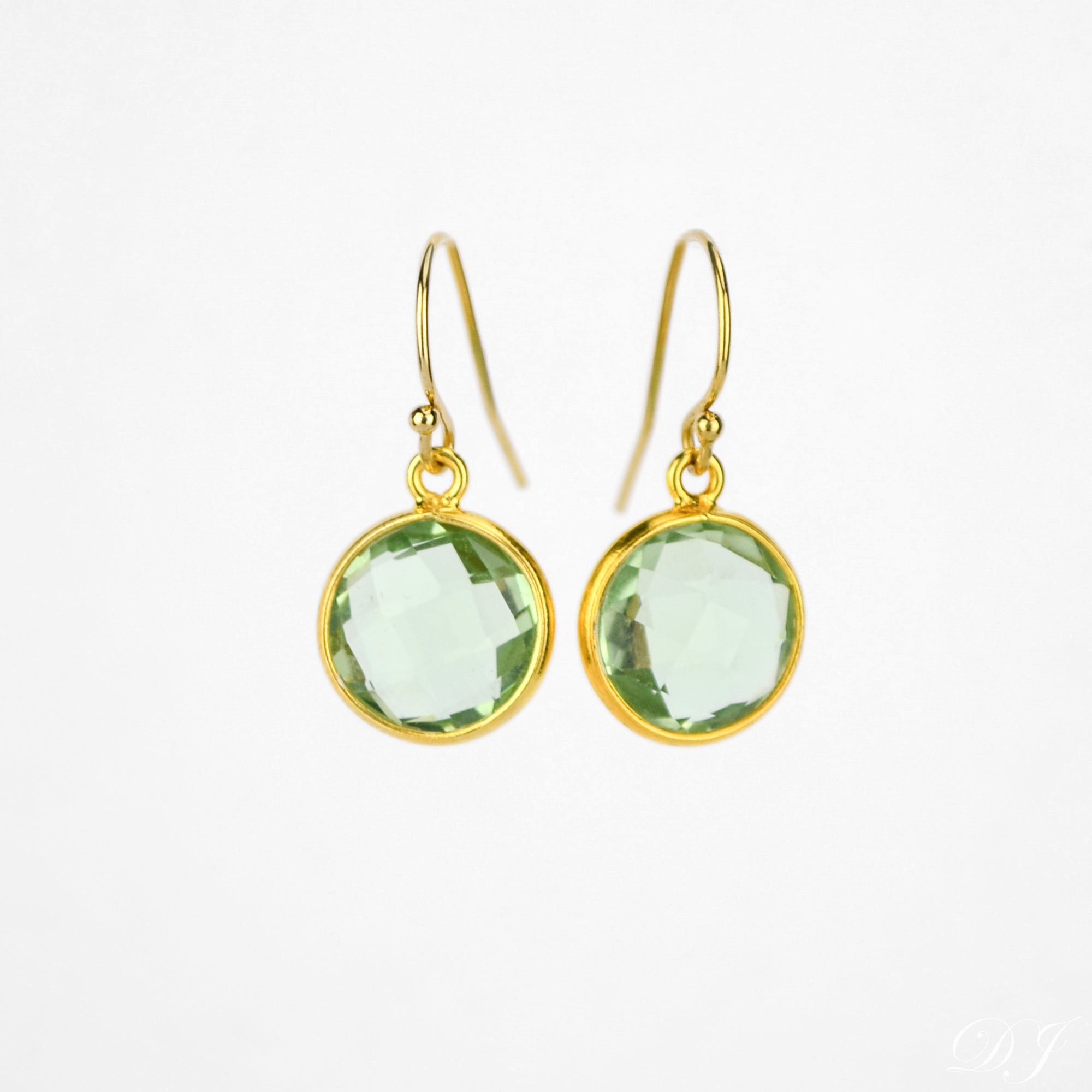 Birthstone Stud Earrings November: Citrine and Gold Vermeil – Lime