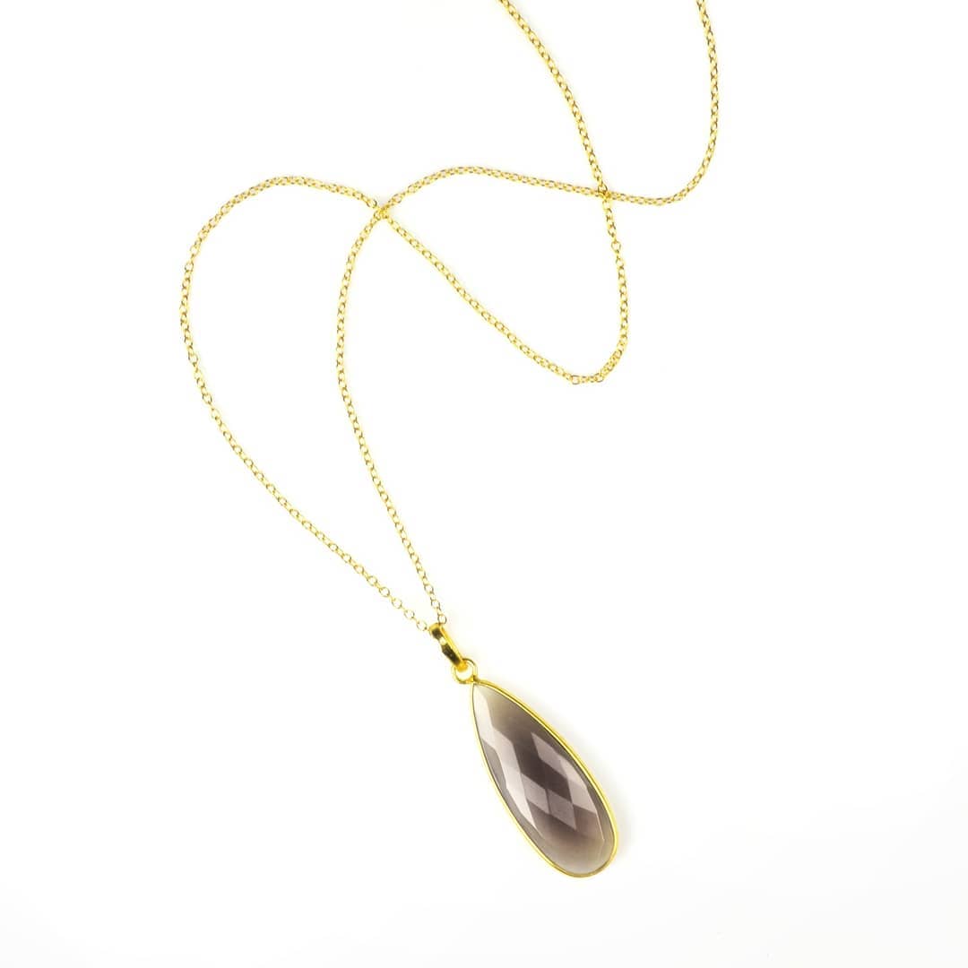 Purple Amethyst Upside Down Teardrop Station Necklace