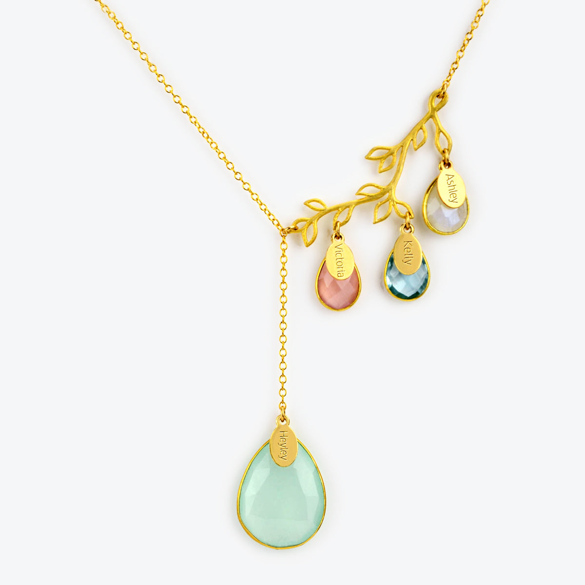 family birthstone necklace gold