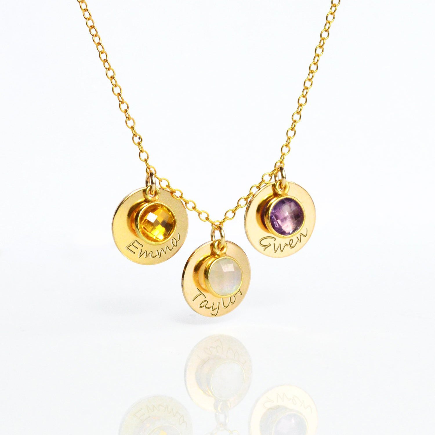 mom necklace gold with birthstones