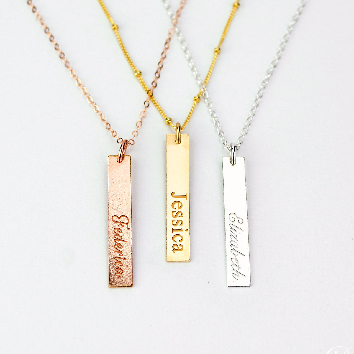 vertical engraved necklace