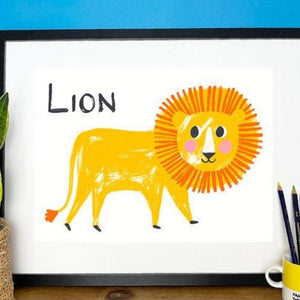 Framed personalised lion print