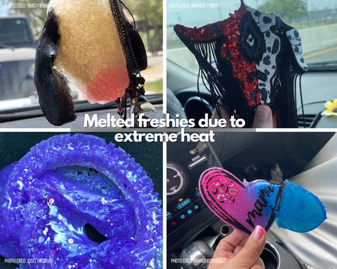 Melting car freshies due to extreme heat