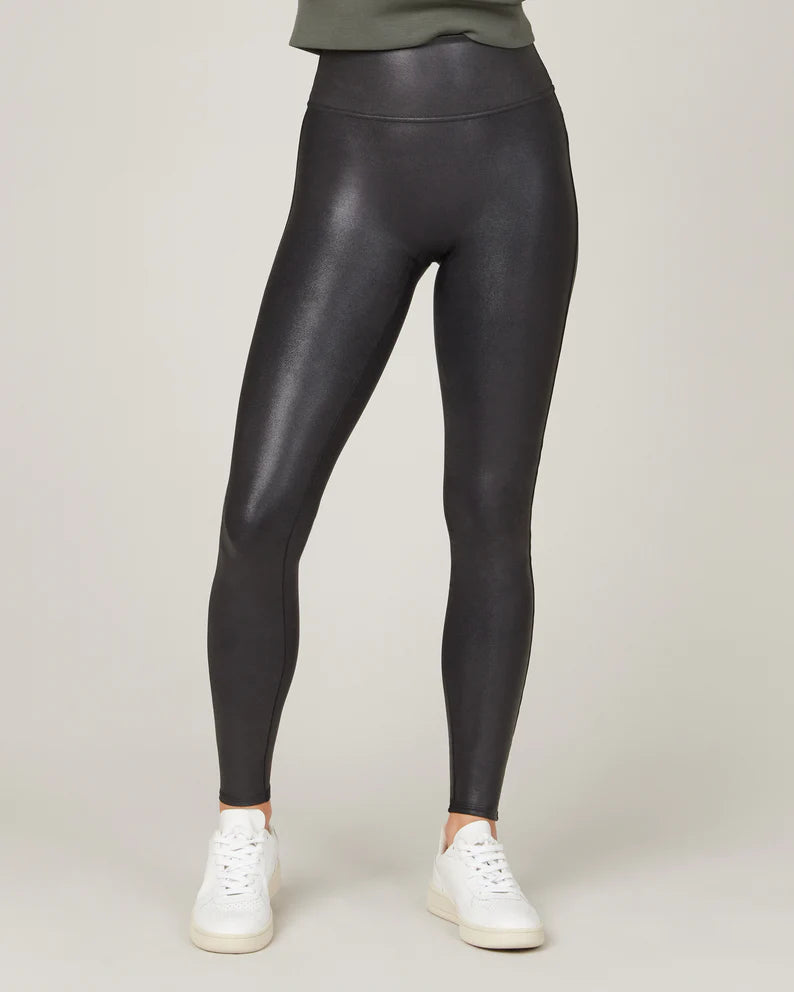 NWT SPANX Faux Leather Croc Shine Leggings - 20303R - Darkened