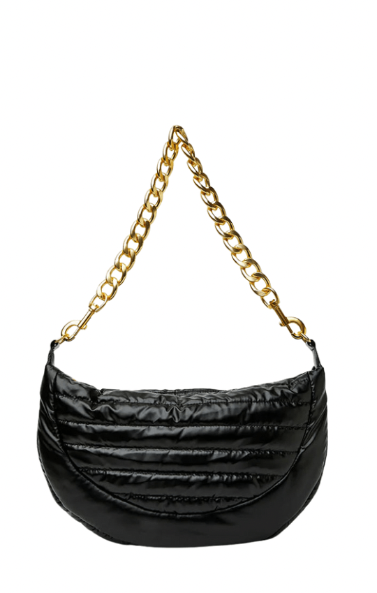 The Kelsie Bag W/ Braided Handle-Shiny Black