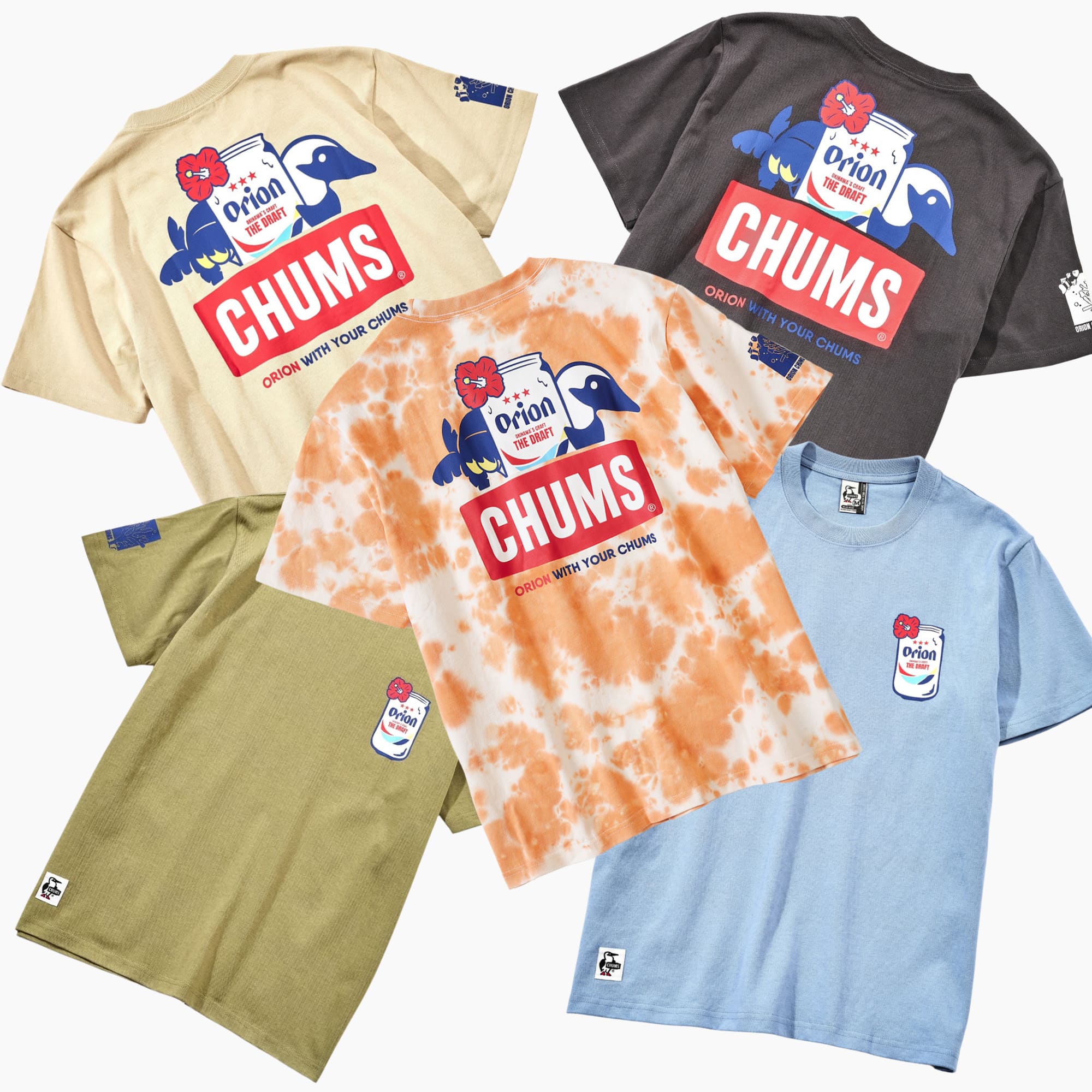 【ORION×CHUMS 23夏】Tシャツ　ハイビスカスデザイン　カラー： スカイ（SKY）
