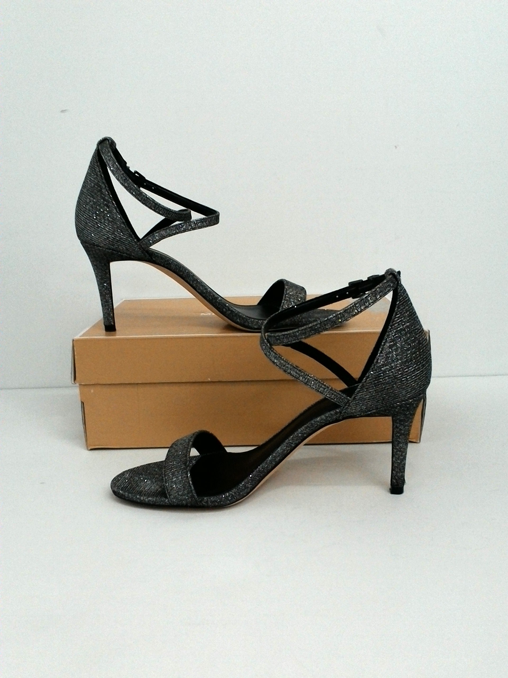 Michael Kors Women's Ava Mid Sandal Glitter black silver size 8.5 M ...