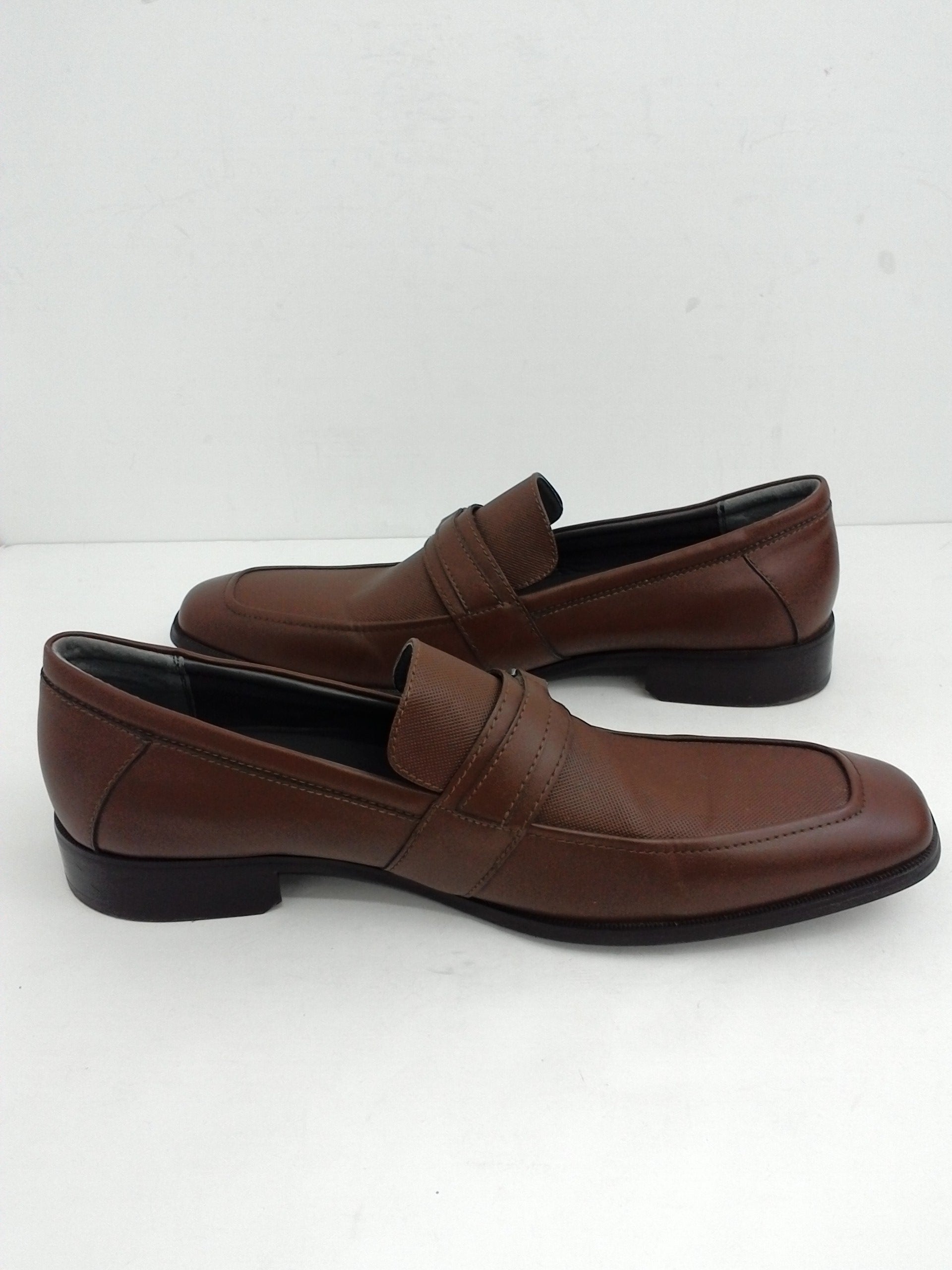 Calvin Klein Men's Jameson Soft Leather Loafers, Brown Size 11.5 M ...