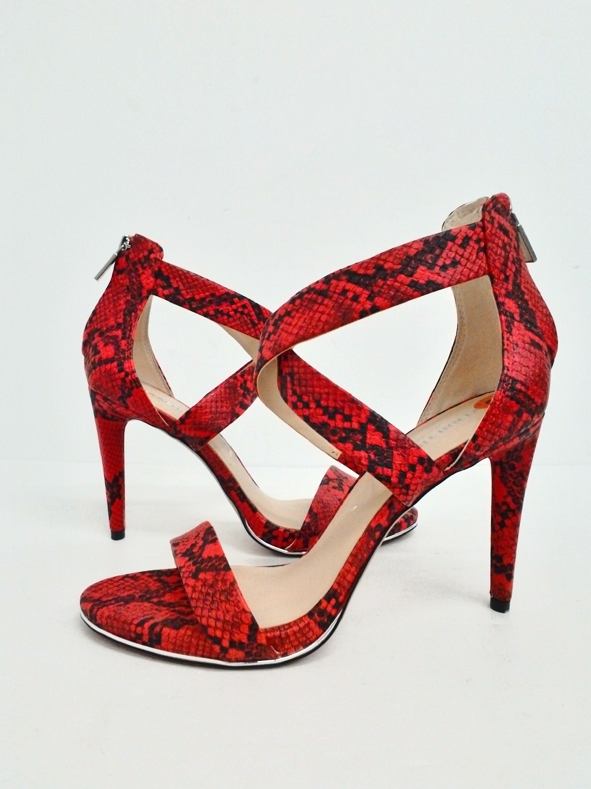 Kenneth Cole Women's Brooke Cross Sandal Red Snake Print Size 8M ...