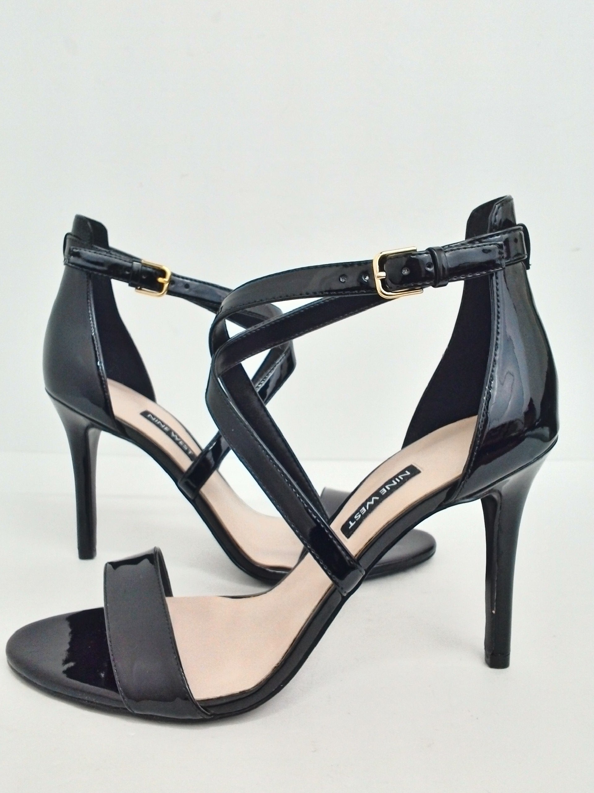 Nine West Women's My Debut Black Patent Heeled Sandals Size 9 M - Prime ...