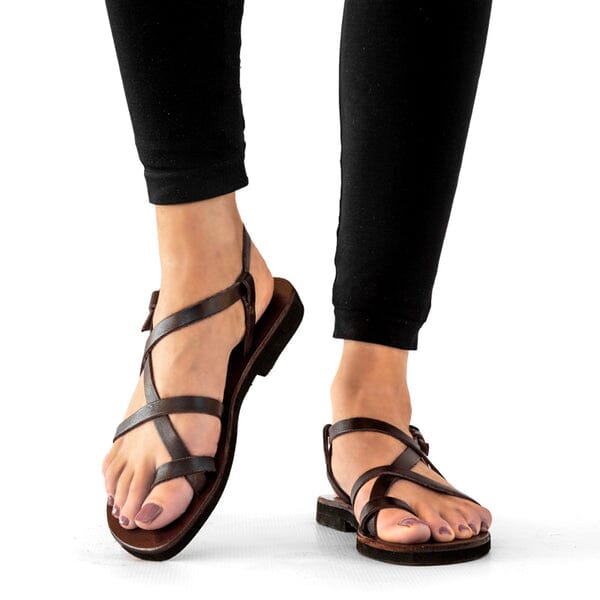 Groundcover Ladies Toe-Strap Leather Sandal - Brown | Made by Artisans ...