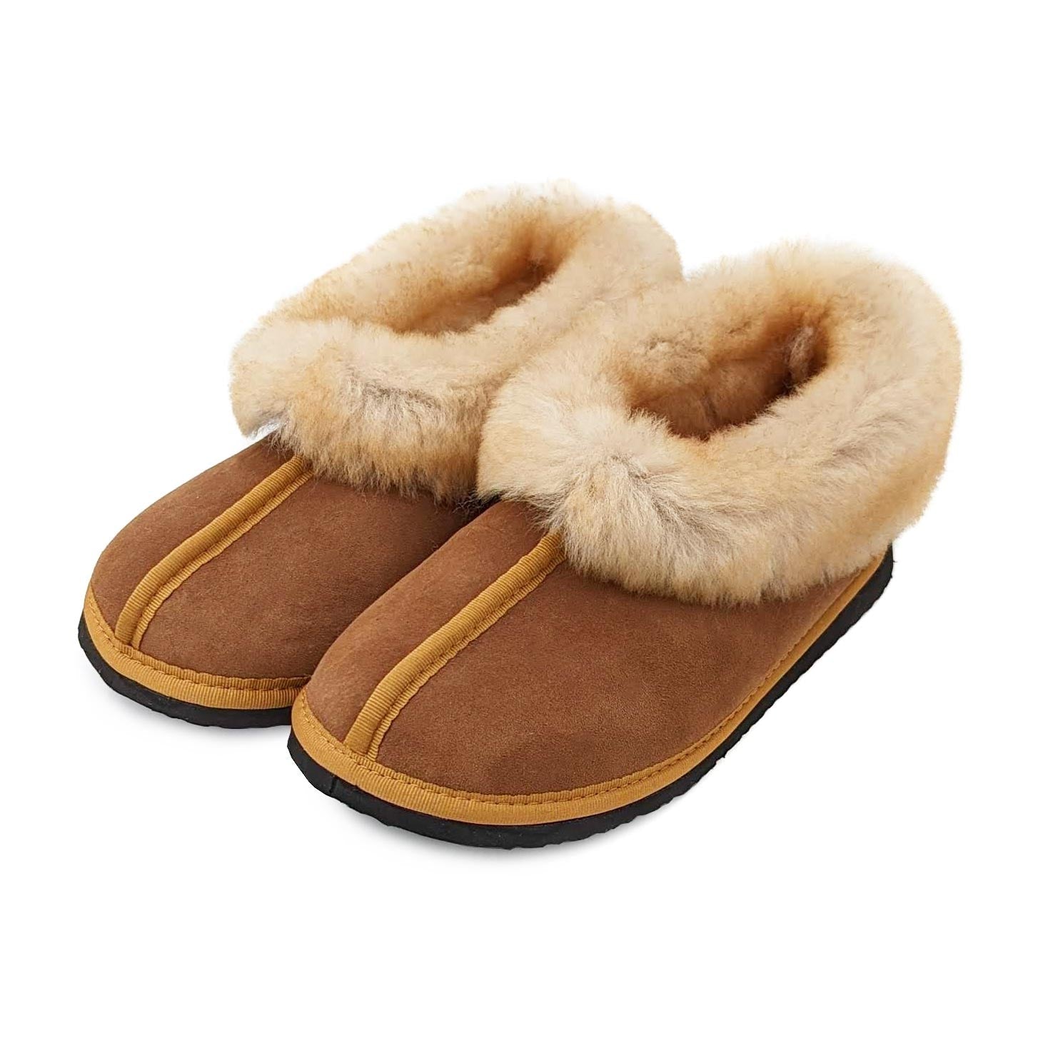 Karu Cosy Toffee Brown Sheepskin Slippers, Made by Artisans